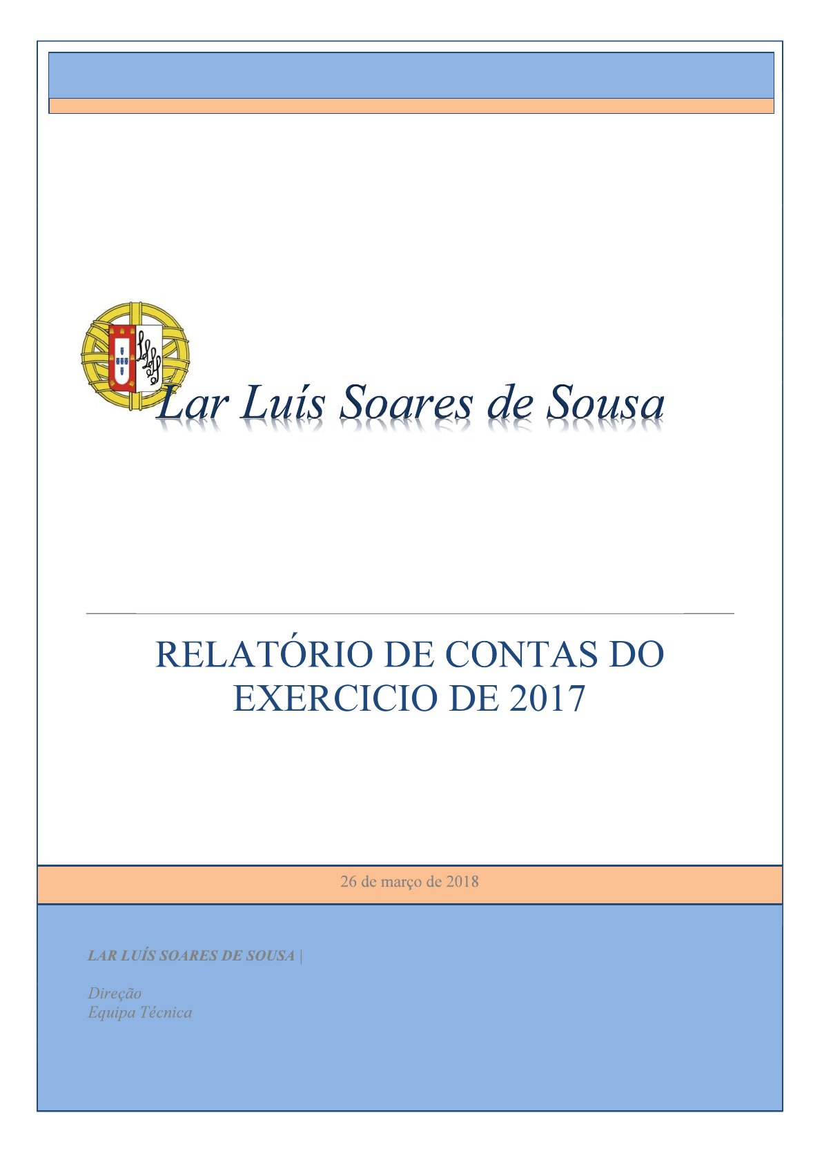 Capa do Relatório de contas 2017