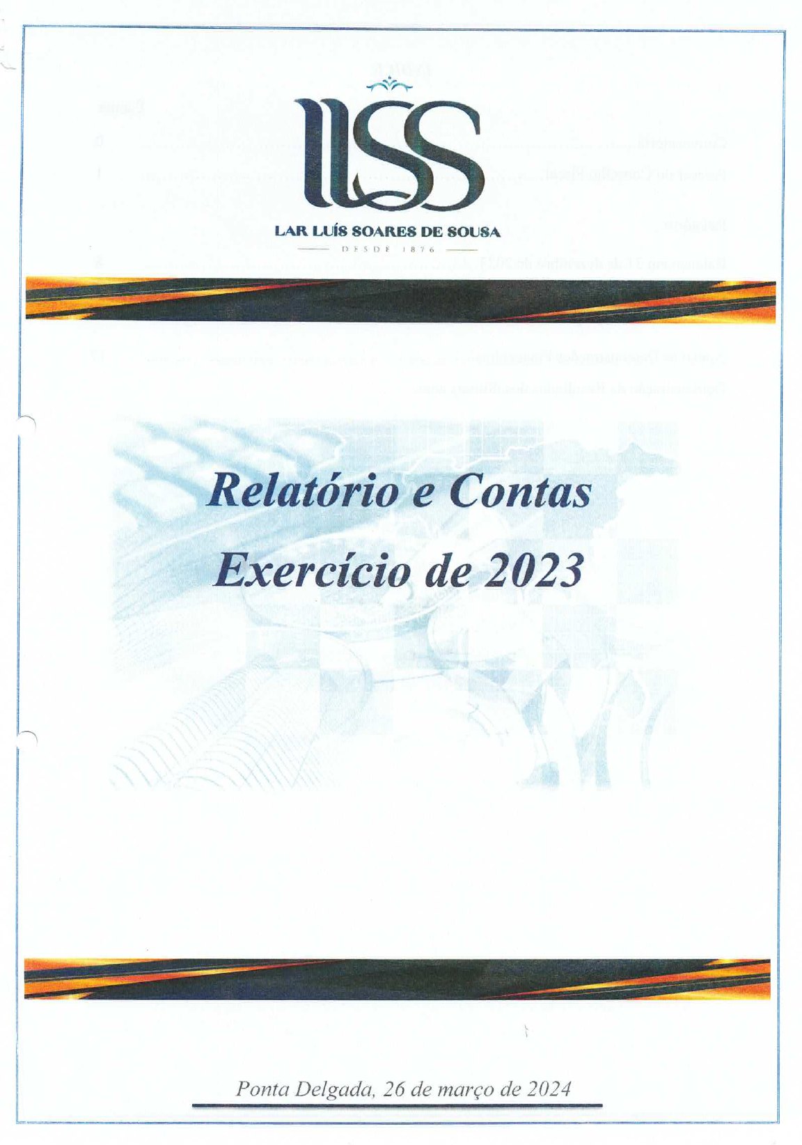 Capa do Relatório de contas 2023